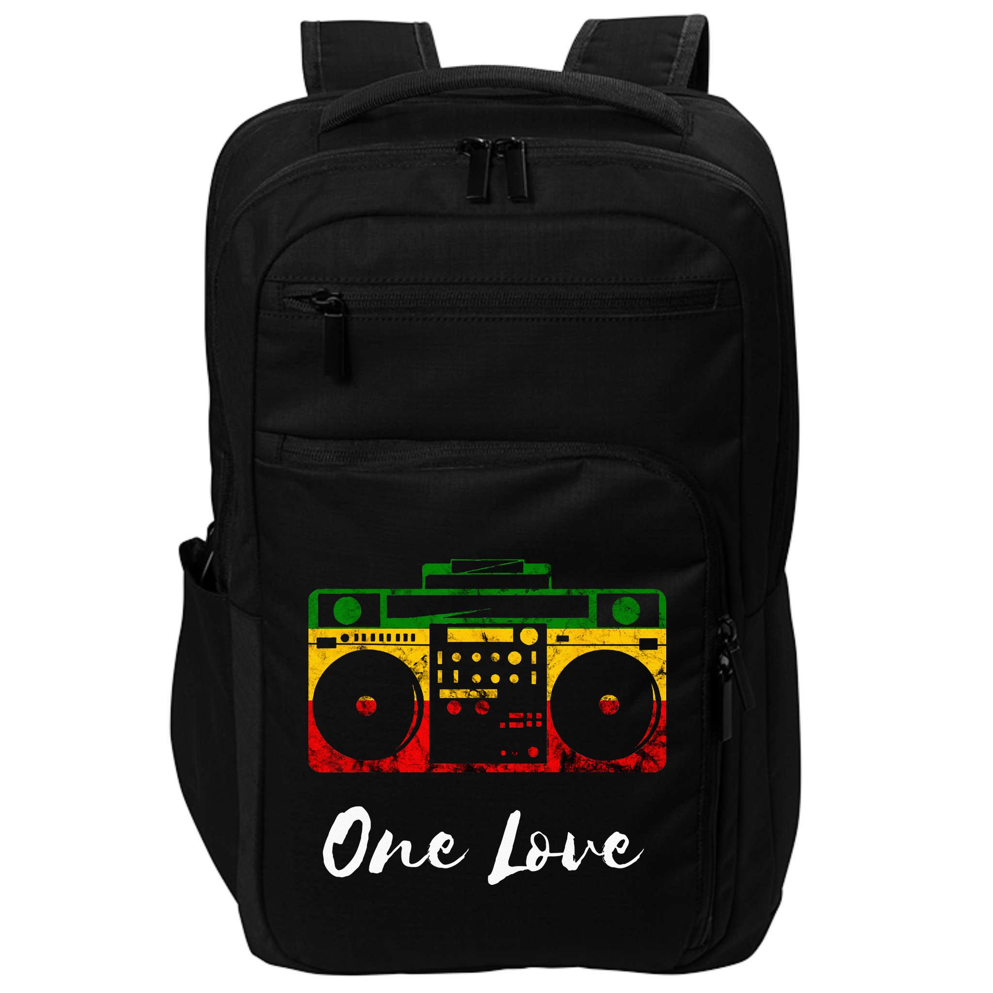 One Love Boombox Musicbox Rasta Reggae Music Rastafari Roots Impact Tech Backpack