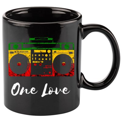 One Love Boombox Musicbox Rasta Reggae Music Rastafari Roots 11oz C Handle Ceramic Mug