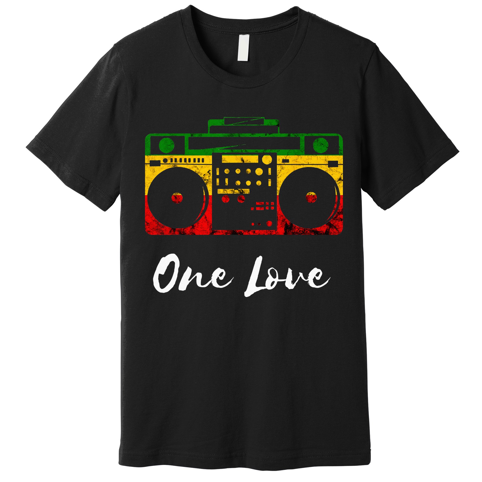 One Love Boombox Musicbox Rasta Reggae Music Rastafari Roots Premium T-Shirt