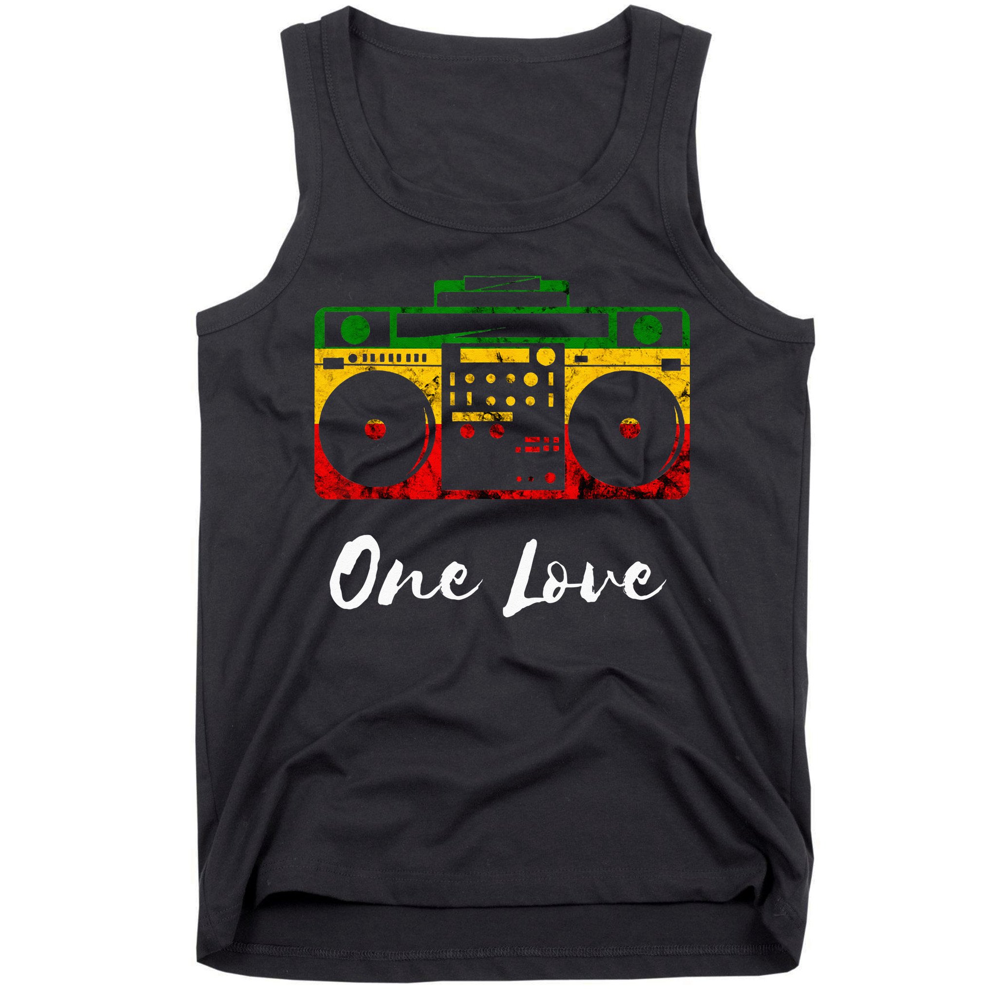 One Love Boombox Musicbox Rasta Reggae Music Rastafari Roots Tank Top