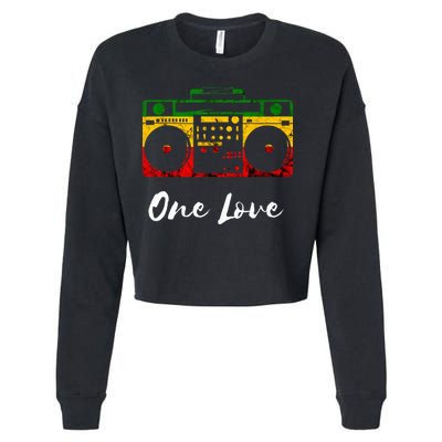 One Love Boombox Musicbox Rasta Reggae Music Rastafari Roots Cropped Pullover Crew