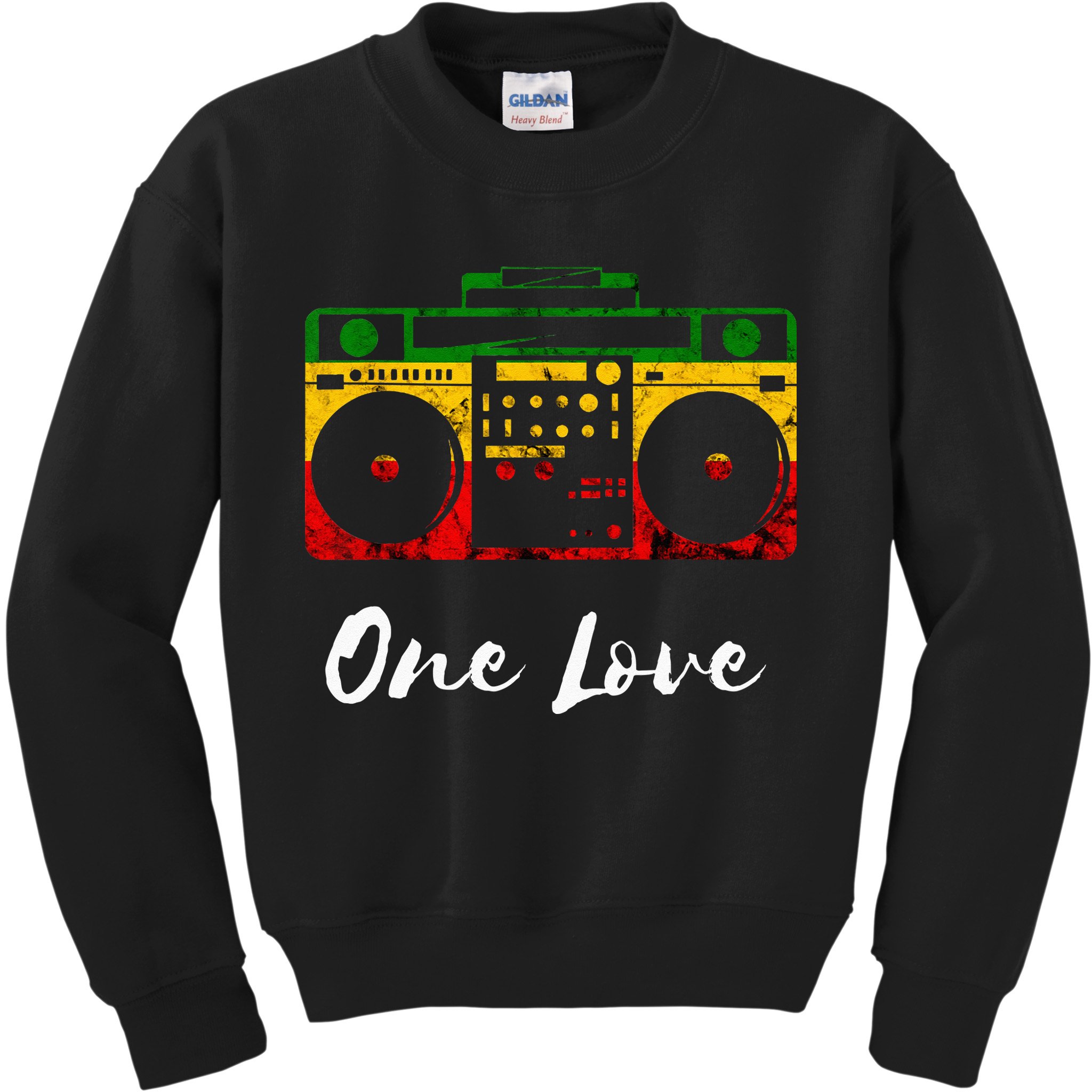 One Love Boombox Musicbox Rasta Reggae Music Rastafari Roots Kids Sweatshirt