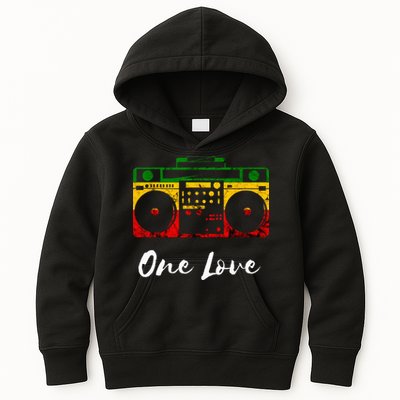 One Love Boombox Musicbox Rasta Reggae Music Rastafari Roots Kids Hoodie