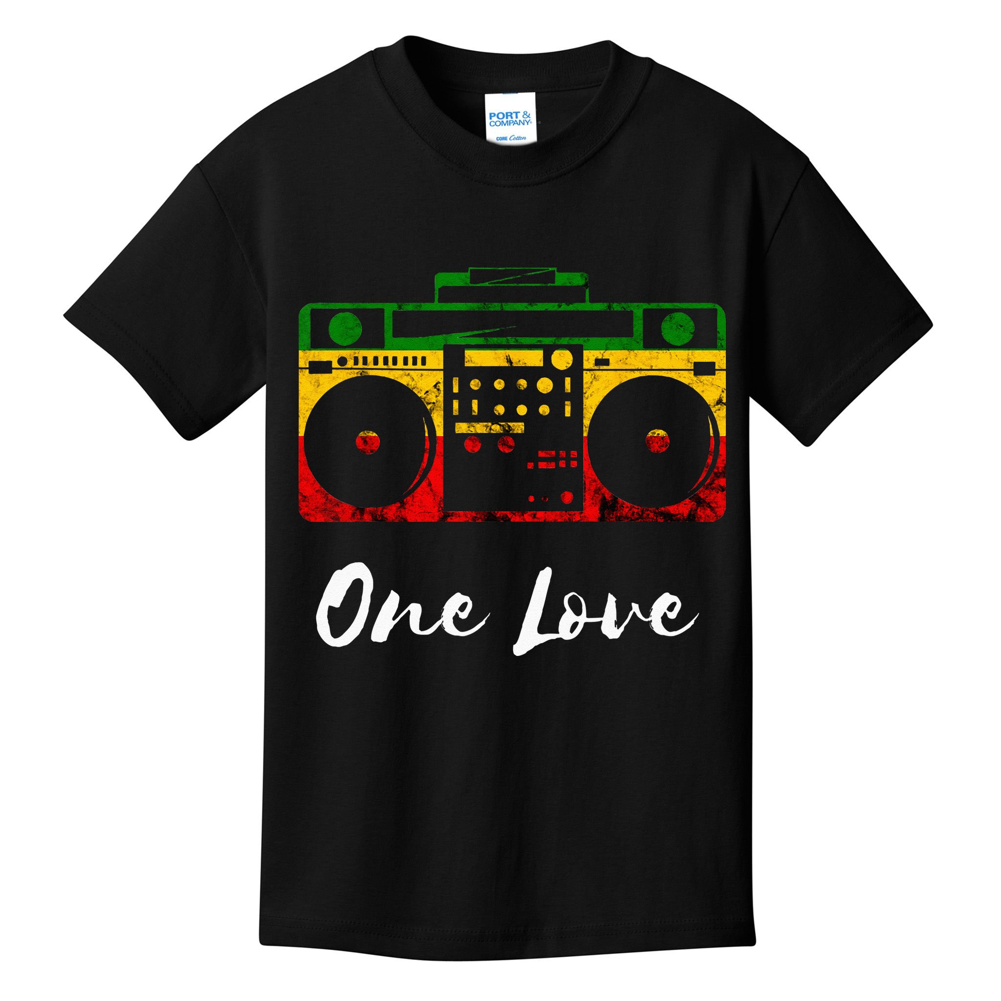 One Love Boombox Musicbox Rasta Reggae Music Rastafari Roots Kids T-Shirt