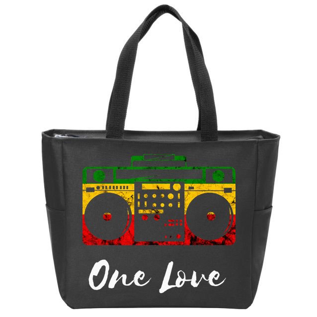 One Love Boombox Musicbox Rasta Reggae Music Rastafari Roots Zip Tote Bag
