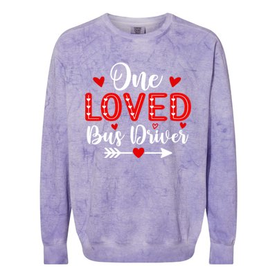 One Loved Bus Driver Cute Gift Funny Valentine's Day Funny Gift Colorblast Crewneck Sweatshirt