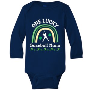 One Lucky Baseball Nana Grandma St Patrick's Day Sports Gift Baby Long Sleeve Bodysuit