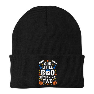 Our Little Boo Is Turning Two Yr 2nd Birthday Halloween Gift Beanie