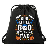Our Little Boo Is Turning Two Yr 2nd Birthday Halloween Gift Drawstring Bag
