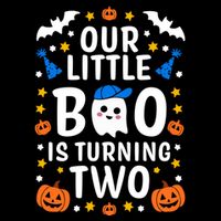 Our Little Boo Is Turning Two Yr 2nd Birthday Halloween Gift Drawstring Bag
