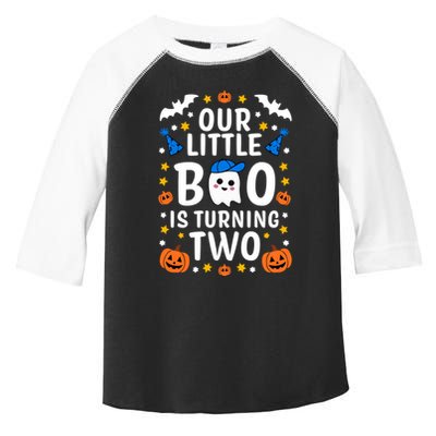 Our Little Boo Is Turning Two Yr 2nd Birthday Halloween Gift Toddler Fine Jersey T-Shirt