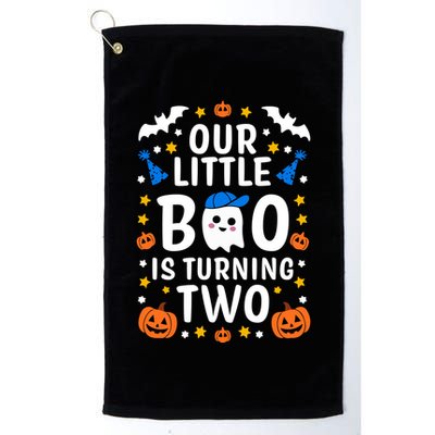 Our Little Boo Is Turning Two Yr 2nd Birthday Halloween Gift Golf Towel