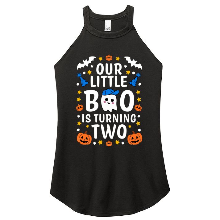 Our Little Boo Is Turning Two Yr 2nd Birthday Halloween Gift Women's Perfect Tri Rocker Tank