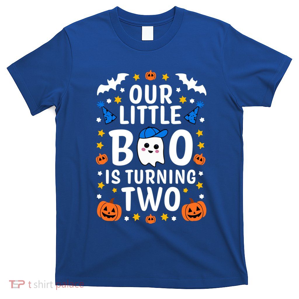 Our Little Boo Is Turning Two Yr 2nd Birthday Halloween Gift T-Shirt