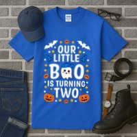 Our Little Boo Is Turning Two Yr 2nd Birthday Halloween Gift Tall T-Shirt