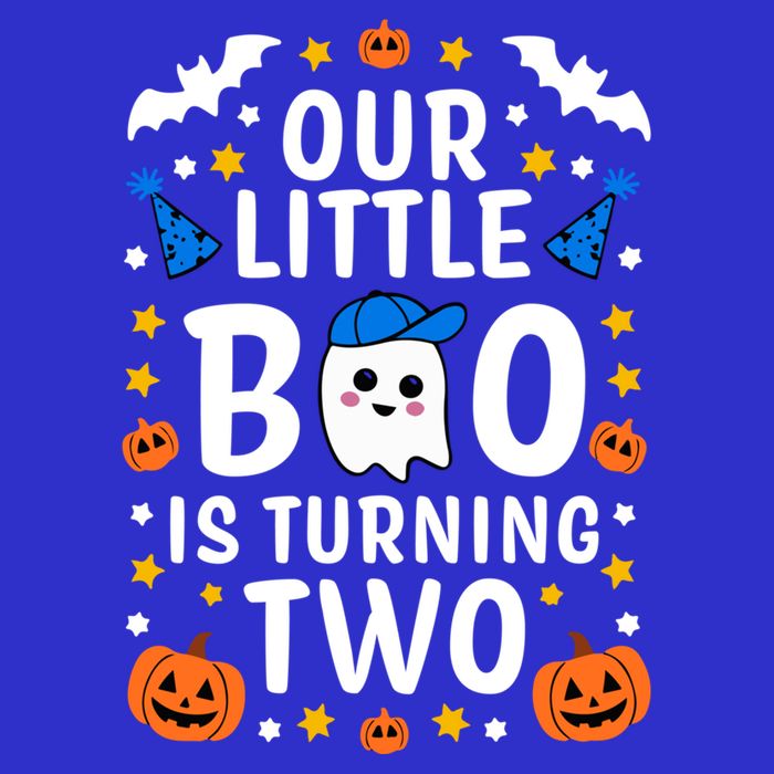 Our Little Boo Is Turning Two Yr 2nd Birthday Halloween Gift Button