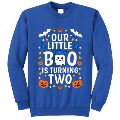 Our Little Boo Is Turning Two Yr 2nd Birthday Halloween Gift Tall Sweatshirt