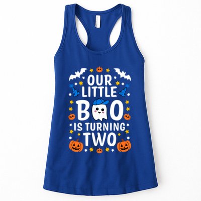 Our Little Boo Is Turning Two Yr 2nd Birthday Halloween Gift Womens Tank Top