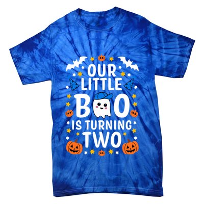 Our Little Boo Is Turning Two Yr 2nd Birthday Halloween Gift Tie-Dye T-Shirt
