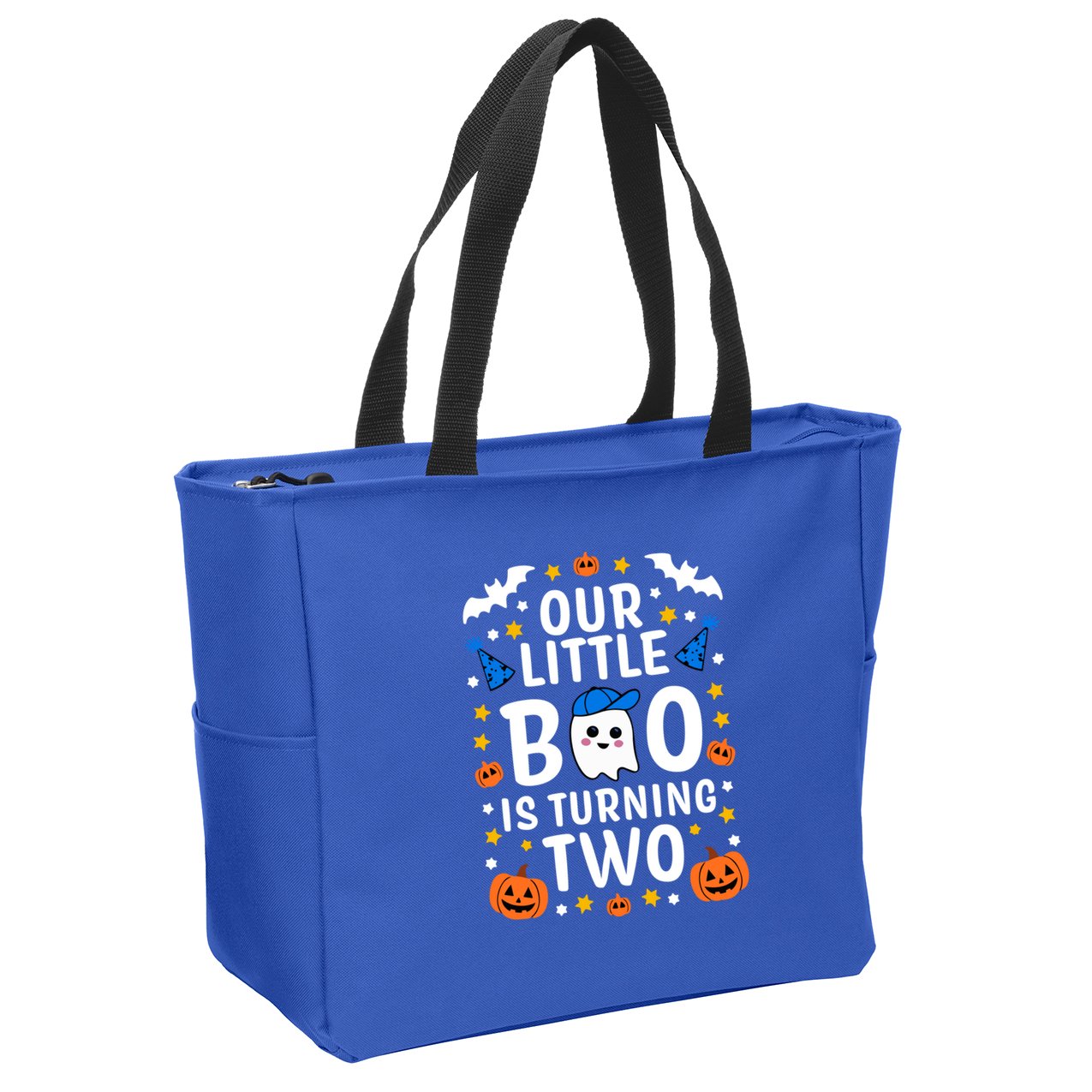 Our Little Boo Is Turning Two Yr 2nd Birthday Halloween Gift Zip Tote Bag