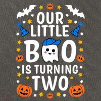 Our Little Boo Is Turning Two Yr 2nd Birthday Halloween Gift Cotton Canvas Backpack