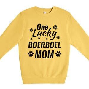 One Lucky Boerboel Mom Dog St Patricks Day Distressed Meaningful Gift Premium Crewneck Sweatshirt