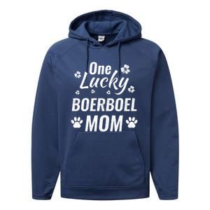 One Lucky Boerboel Mom Dog St Patricks Day Distressed Meaningful Gift Performance Fleece Hoodie