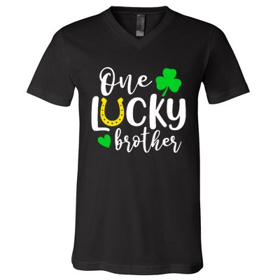 One Lucky Brother Shamrock Irish St Patricks Day V-Neck T-Shirt