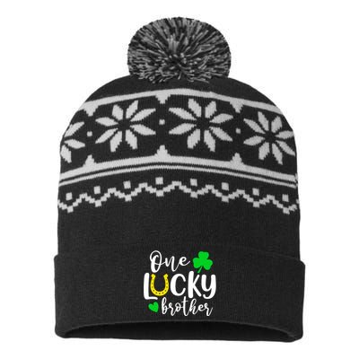 One Lucky Brother Shamrock Irish St Patricks Day USA-Made Snowflake Beanie