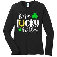 One Lucky Brother Shamrock Irish St Patricks Day Ladies Long Sleeve Shirt