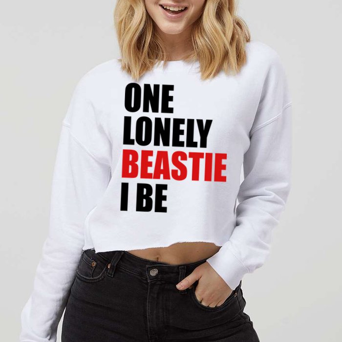 One Lonely Beastie I Be Cropped Pullover Crew