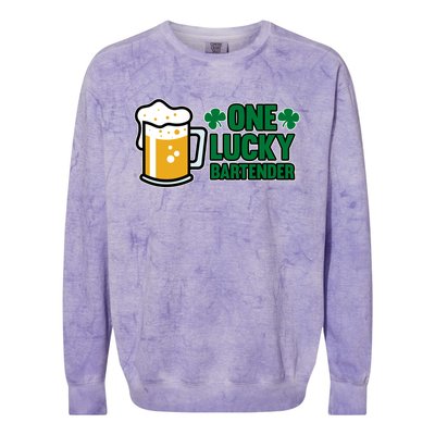 One Lucky Bartender St Patricks Day Irish Green Graphic Gift Colorblast Crewneck Sweatshirt