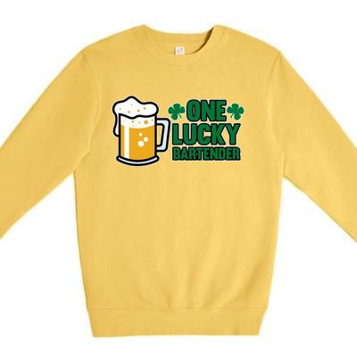 One Lucky Bartender St Patricks Day Irish Green Graphic Gift Premium Crewneck Sweatshirt