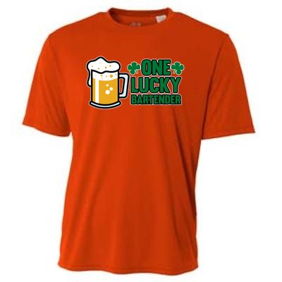 One Lucky Bartender St Patricks Day Irish Green Graphic Gift Cooling Performance Crew T-Shirt