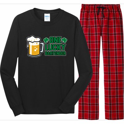 One Lucky Bartender St Patricks Day Irish Green Graphic Gift Long Sleeve Pajama Set