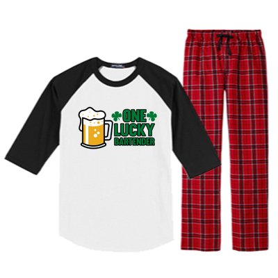 One Lucky Bartender St Patricks Day Irish Green Graphic Gift Raglan Sleeve Pajama Set