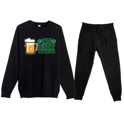 One Lucky Bartender St Patricks Day Irish Green Graphic Gift Premium Crewneck Sweatsuit Set