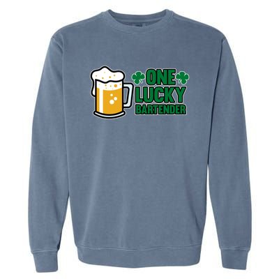 One Lucky Bartender St Patricks Day Irish Green Graphic Gift Garment-Dyed Sweatshirt