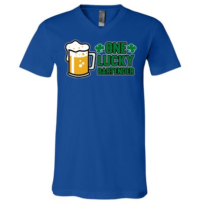 One Lucky Bartender St Patricks Day Irish Green Graphic Gift V-Neck T-Shirt