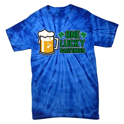 One Lucky Bartender St Patricks Day Irish Green Graphic Gift Tie-Dye T-Shirt