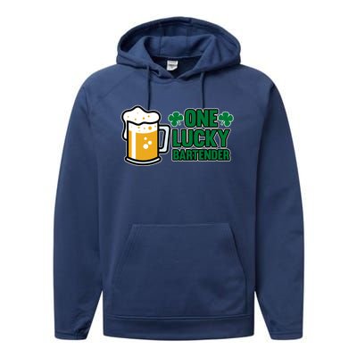 One Lucky Bartender St Patricks Day Irish Green Graphic Gift Performance Fleece Hoodie