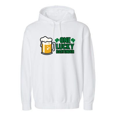 One Lucky Bartender St Patricks Day Irish Green Graphic Gift Garment-Dyed Fleece Hoodie