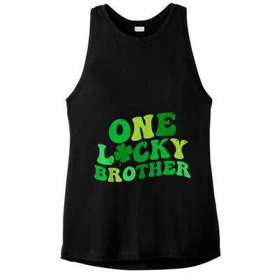 One Lucky Brother Retro Groovy Shamrock St. PatrickS Day Ladies PosiCharge Tri-Blend Wicking Tank