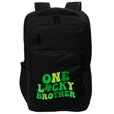 One Lucky Brother Retro Groovy Shamrock St. PatrickS Day Impact Tech Backpack