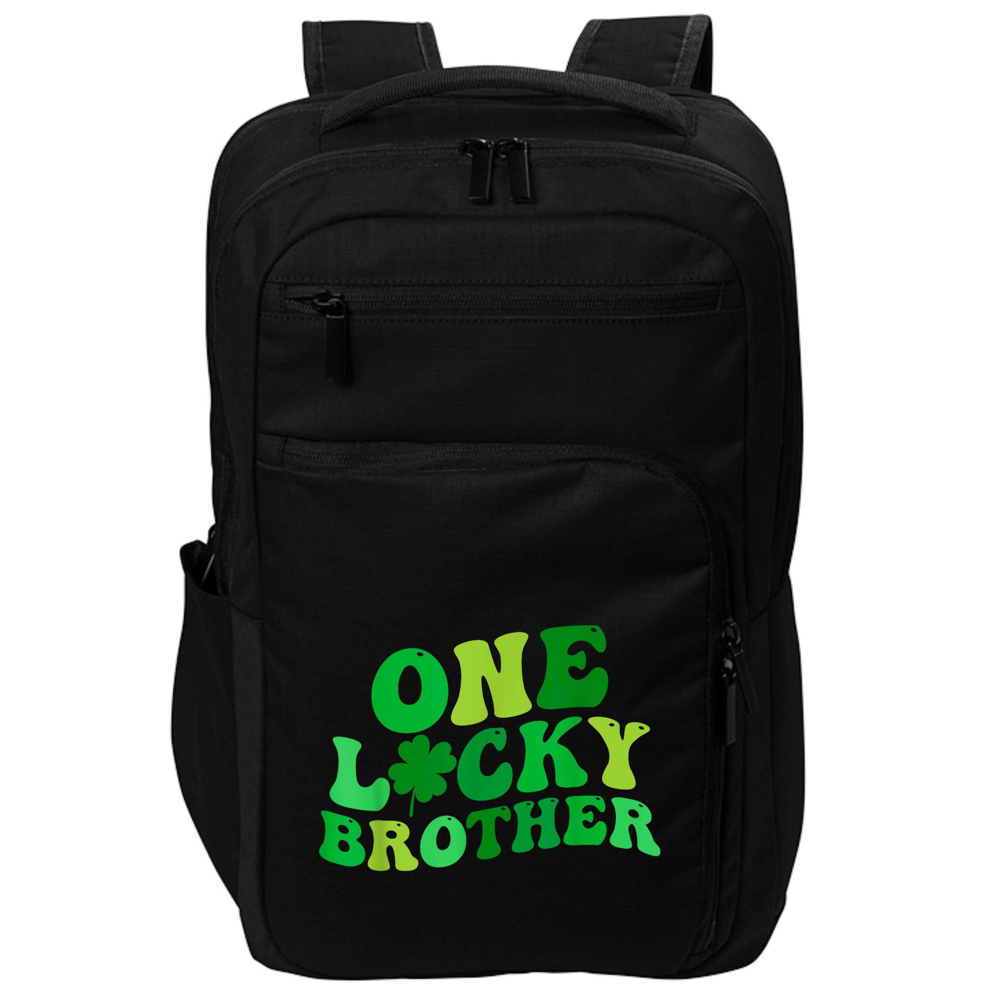 One Lucky Brother Retro Groovy Shamrock St. PatrickS Day Impact Tech Backpack