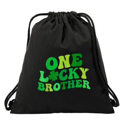 One Lucky Brother Retro Groovy Shamrock St. PatrickS Day Drawstring Bag