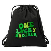 One Lucky Brother Retro Groovy Shamrock St. PatrickS Day Drawstring Bag