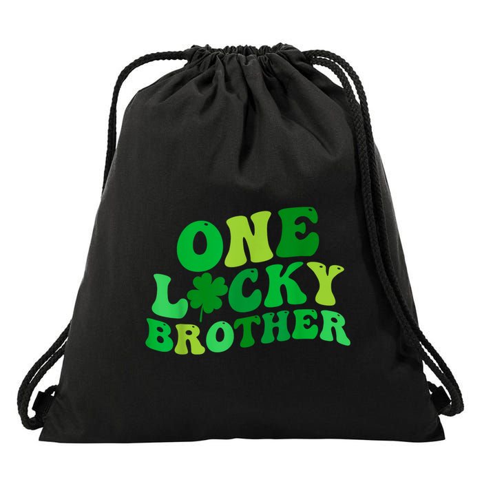 One Lucky Brother Retro Groovy Shamrock St. PatrickS Day Drawstring Bag