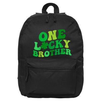 One Lucky Brother Retro Groovy Shamrock St. PatrickS Day 16 in Basic Backpack