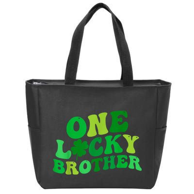 One Lucky Brother Retro Groovy Shamrock St. PatrickS Day Zip Tote Bag